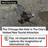 A Rat Hole Chicago impression in a city sidewalk on a heather grey t-shirt, with text reading The Chicago Rat Hole Is The Citys Hottest New Tourist Attraction.