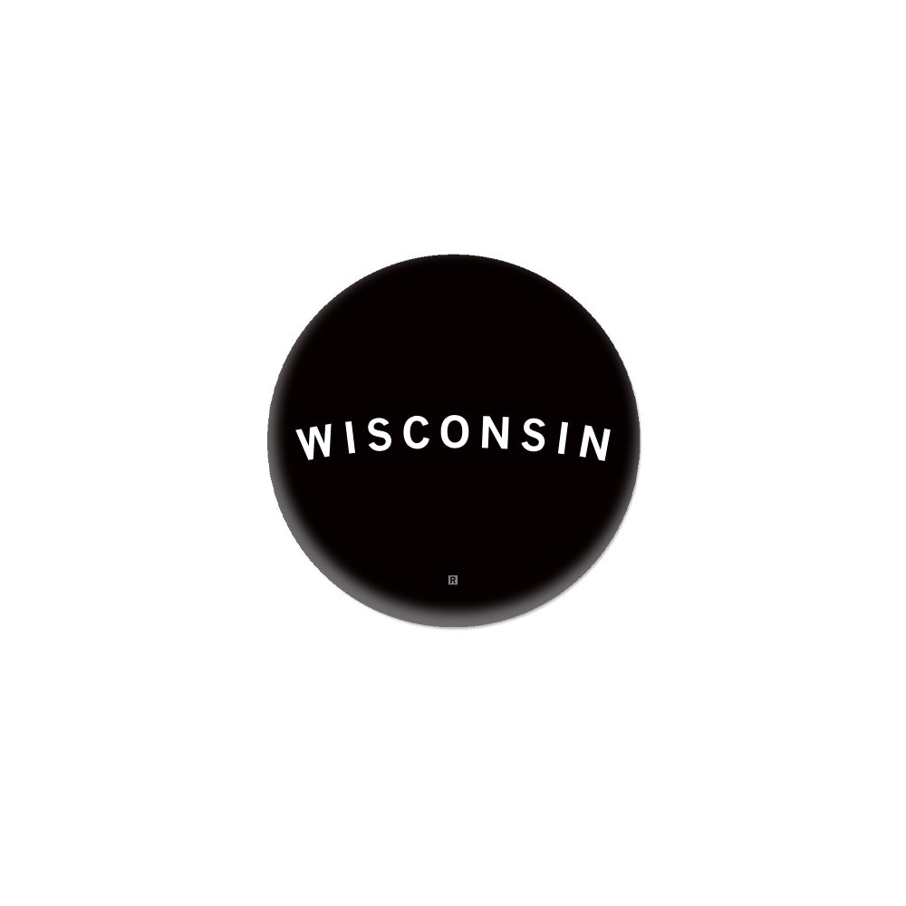 Black circular Raygun emblem featuring the word WISCONSIN in white capital letters.