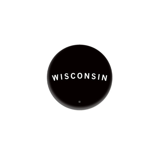 Black circular Raygun emblem featuring the word WISCONSIN in white capital letters.
