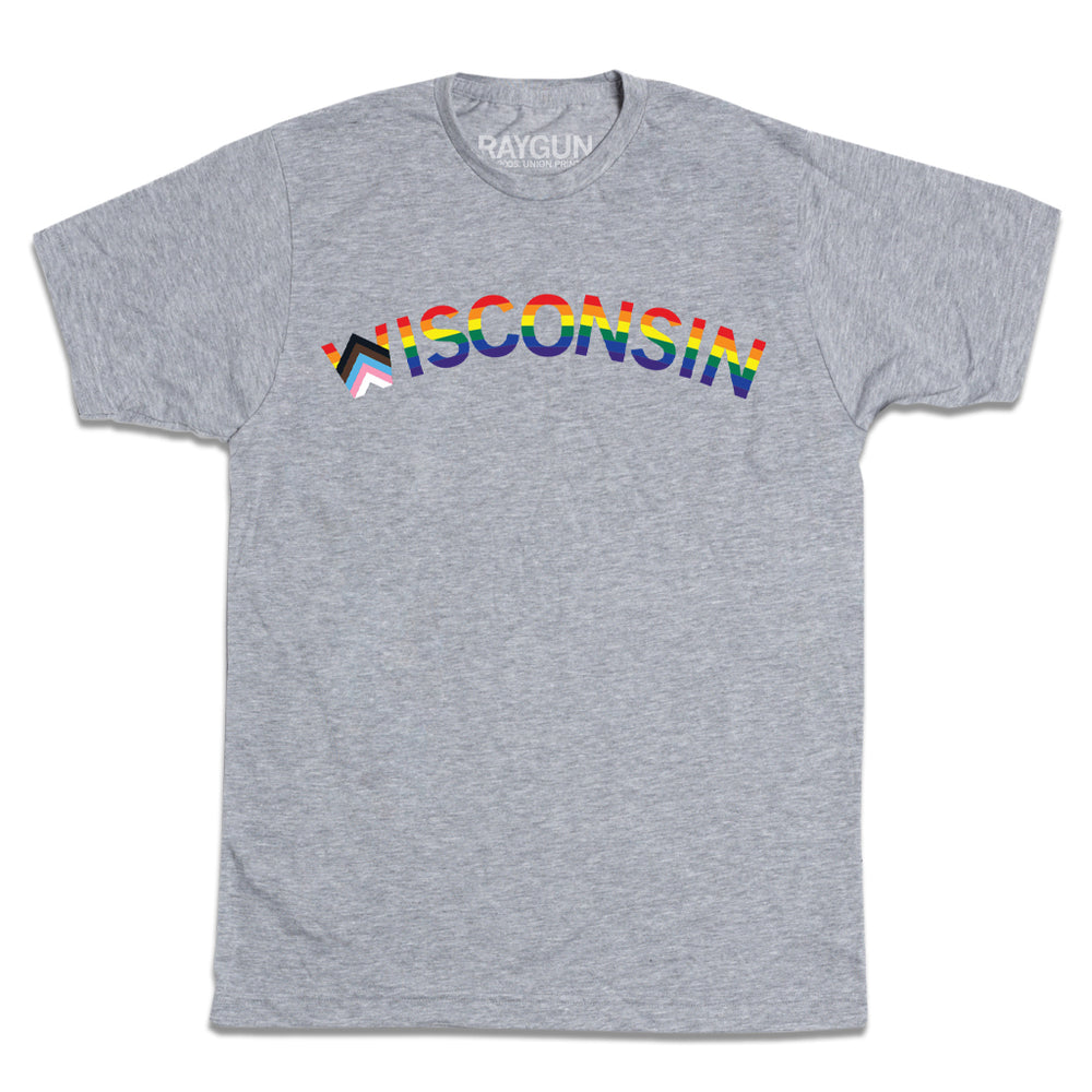 Wisconsin Text Progress Pride Flag