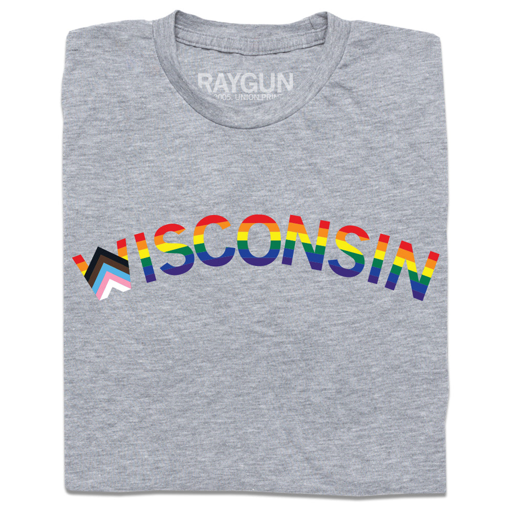 Wisconsin Text Progress Pride Flag