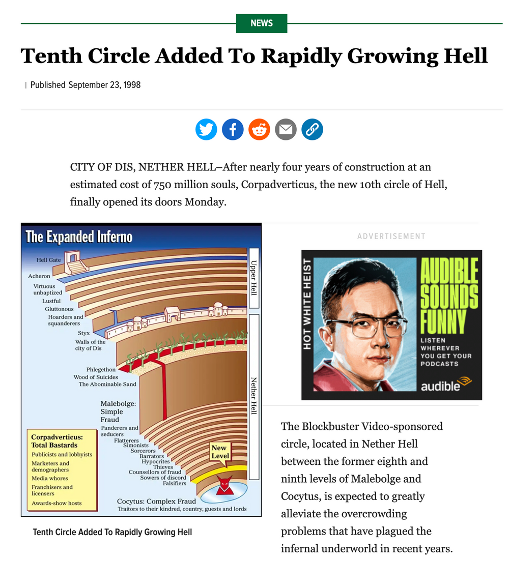 The Onion: 10th Circle of Hell Cork Coaster