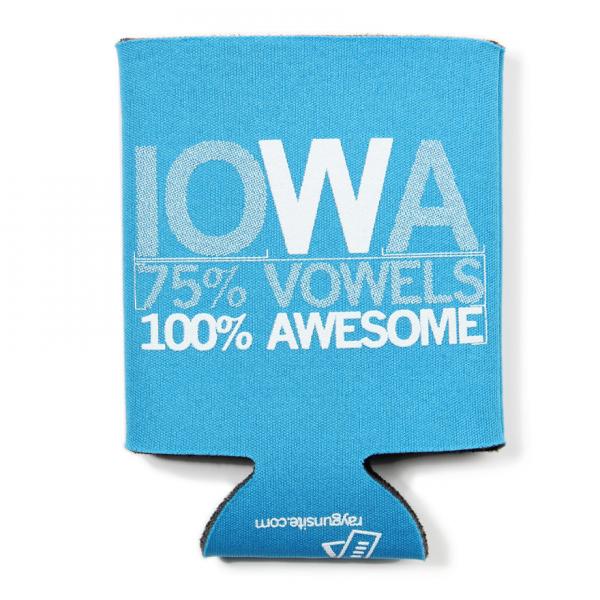 Iowa Vowels Can Cooler - Blue