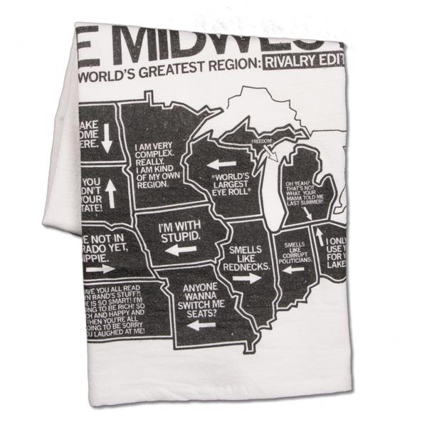 Midwest Rivalry Map Kitchen Towel