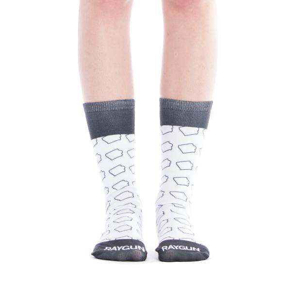 Iowa Outline Black & White Socks