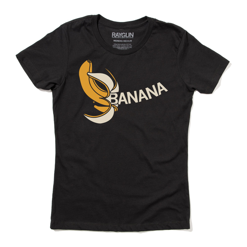 Banana Shirt Food Gold Cream Black Raygun T-Shirt Snug womens