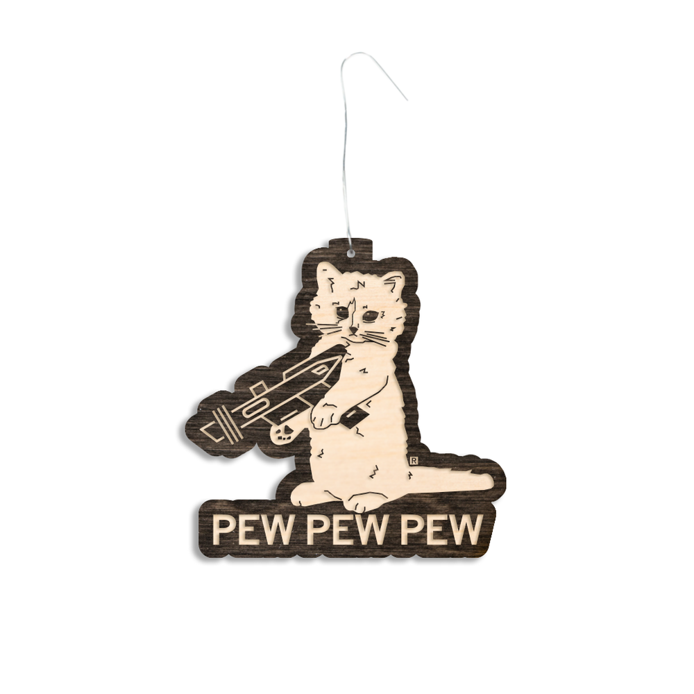 Gary The Cat Pew Pew Pew RAYGUN Cat Wooden Ornament