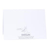 Back of a greeting card with a small illustration of a cat holding a ray gun, the text Meow this is a greeting card!, the Raygun store logo, and THE GREATEST STORE IN THE UNIVERSE 100% Made in the USA.