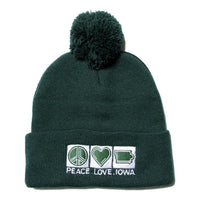 Peace Love Iowa Pom Beanie