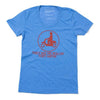 Blue Raygun short-sleeved t-shirt with a red circular graphic of a person on a scooter and the text THEY SEE ME ROLLIN THEY HATIN.