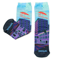 Des Moines Skyline Umbrella Colorized Socks - Red Umbrella