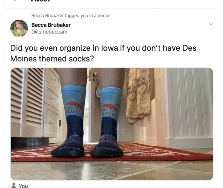 Des Moines Skyline Umbrella Colorized Socks - Red Umbrella