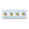 Rectangular hard enamel Chicago Gay Pride pin featuring the city flag design with four rainbow-striped stars centered on a light blue and white background.