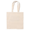 Plain cream-colored cotton canvas tote bag with two shoulder straps and a RAYGUN screenprint.