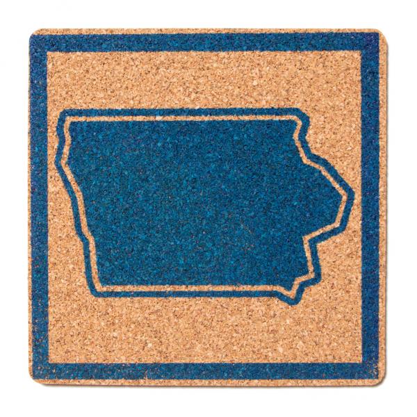 Iowa Outline Cork Coaster