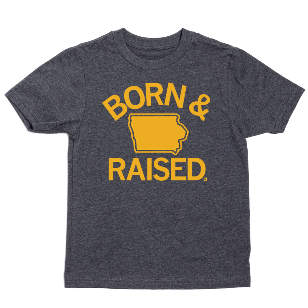 IA Born & Raised Charcoal Kids T-Shirt