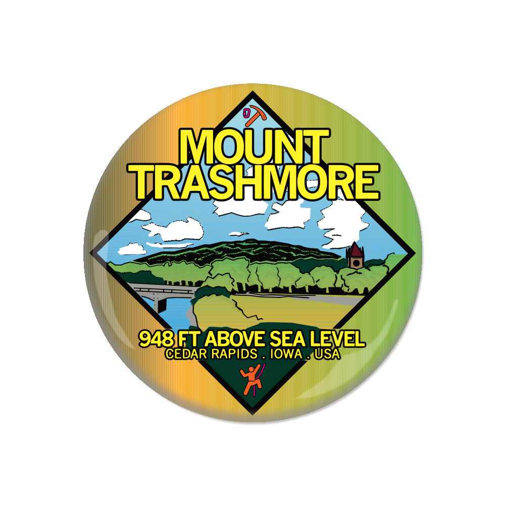 Mount Trashmore 948 Feet Above Sea Level Cedar Rapids Iowa USA Button