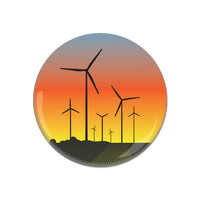Iowa Wind Turbine Field Sunset Button Raygun