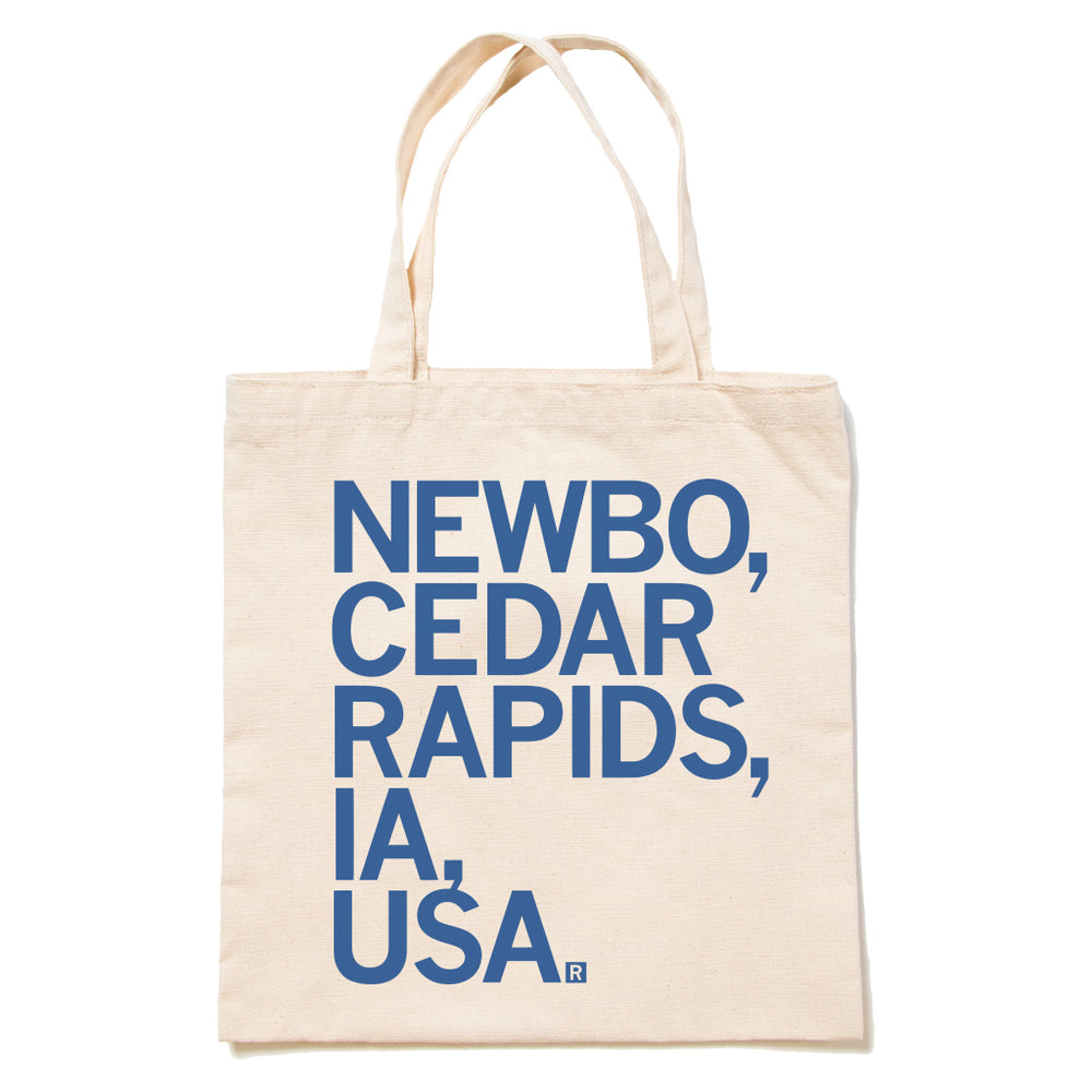 Cedar Rapids Newbo Market Text Tote Bag
