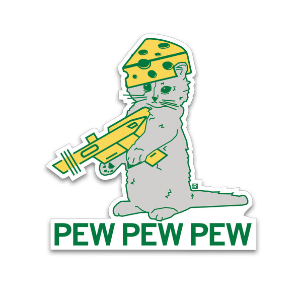 Cheesehead Pew Pew Pew Die-Cut Sticker