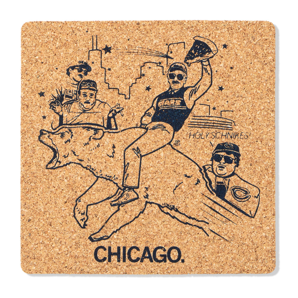 Chicago Holy Schnikes Superfan Illinois Bears Sports Midwest City State Cubs Raygun Cork Coaster