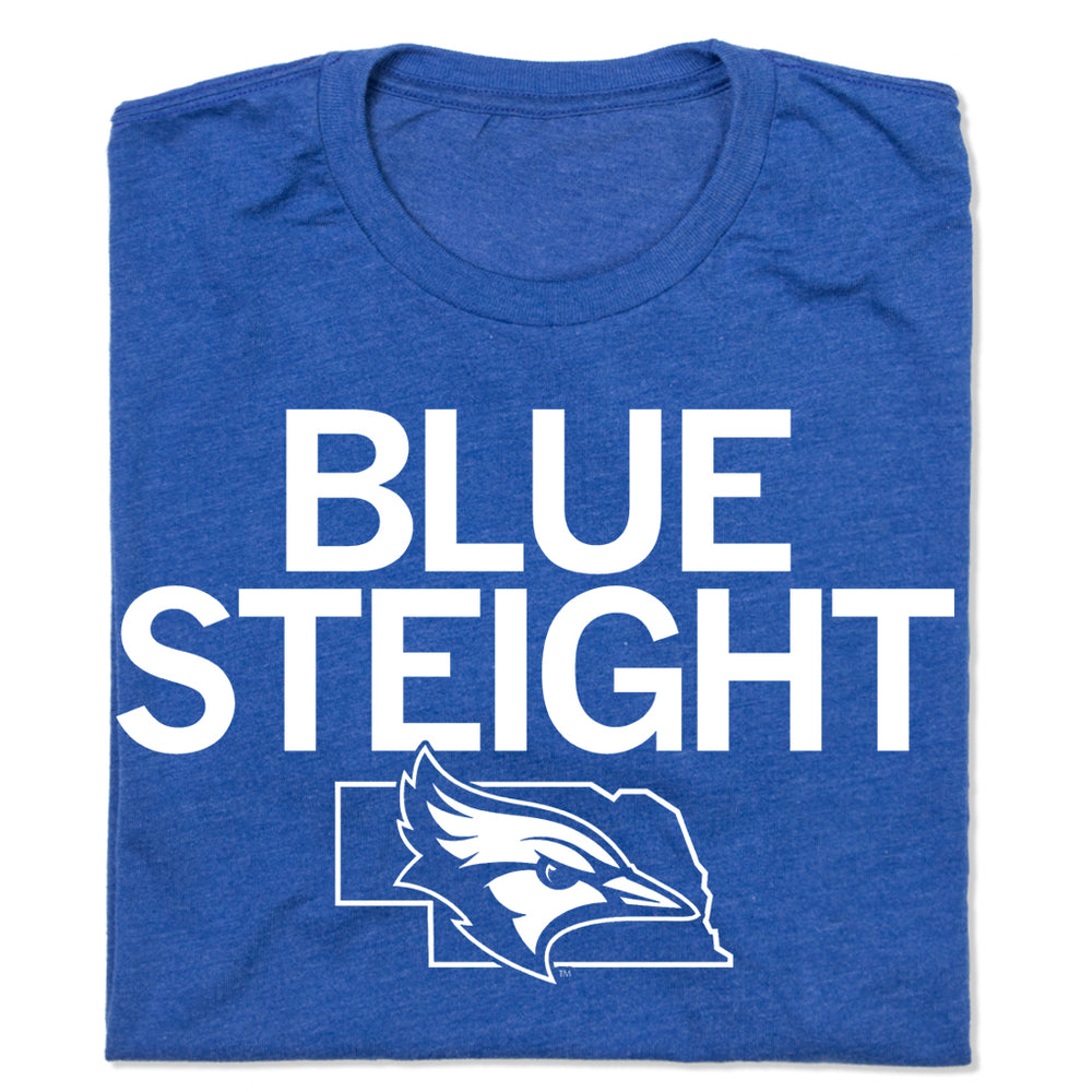 Creighton Blue State Steight Nebraska Omaha Bird Blue White Raygun T-Shirt Standard Unisex