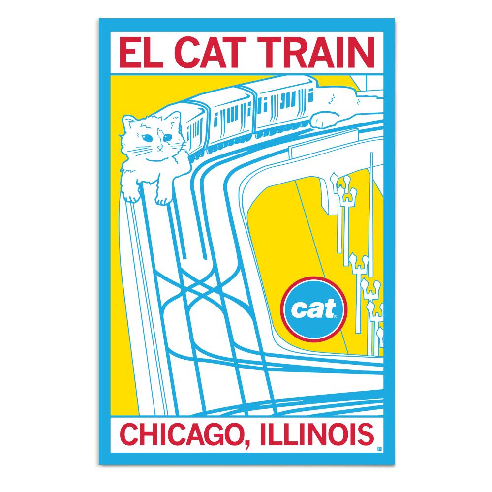 Chicago Cat Train Poster