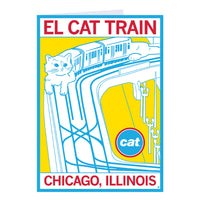 El Cat Train Greeting Card