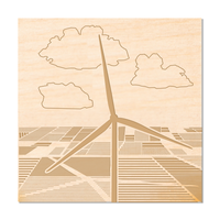 Wind Turbine Wood Coaster - Single Field