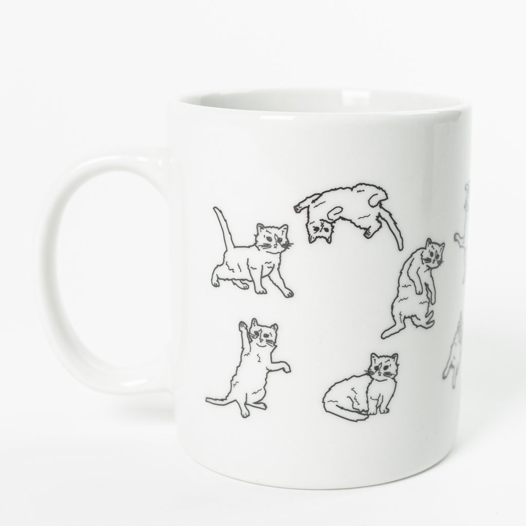 Gary At Play Cat Kitten Mug Mugs Coffee Pets Pet Drink Beverage Print White Black Raygun