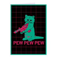 Pew Pew Pew Cat Gary Pancake 80s Vaporwave Computer Retro Greeting Card Pet Pets Raygun Watermelon 