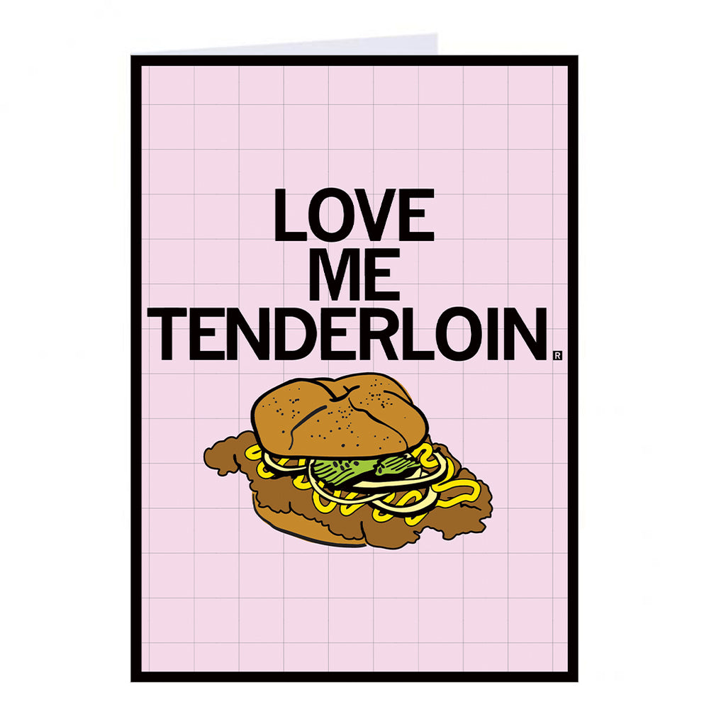 Love Me Tenderloin Pork Sandwich Midwest Fair Food Drink Valentines Day Loved Raygun Greeting Card
