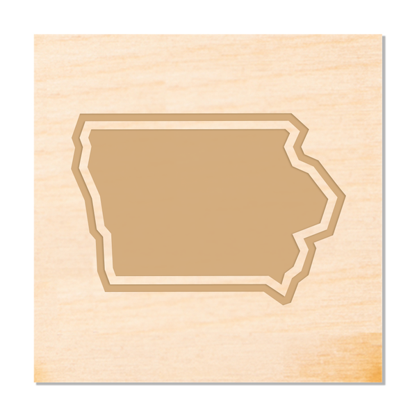 Iowa Outline Wood Coaster