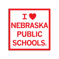 I heart nebraska public schools education teachers die-cut sticker raygun