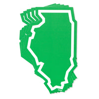 Illinois Green White Outline State Chicago Stocker Stickers Midwest Quad Cities Die-Cut