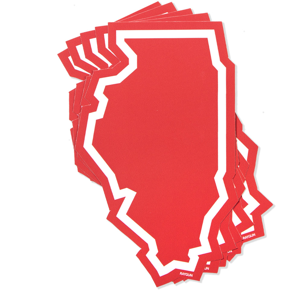 Illinois Outline Sticker Red White And Chicago State Die-Cut Midwest