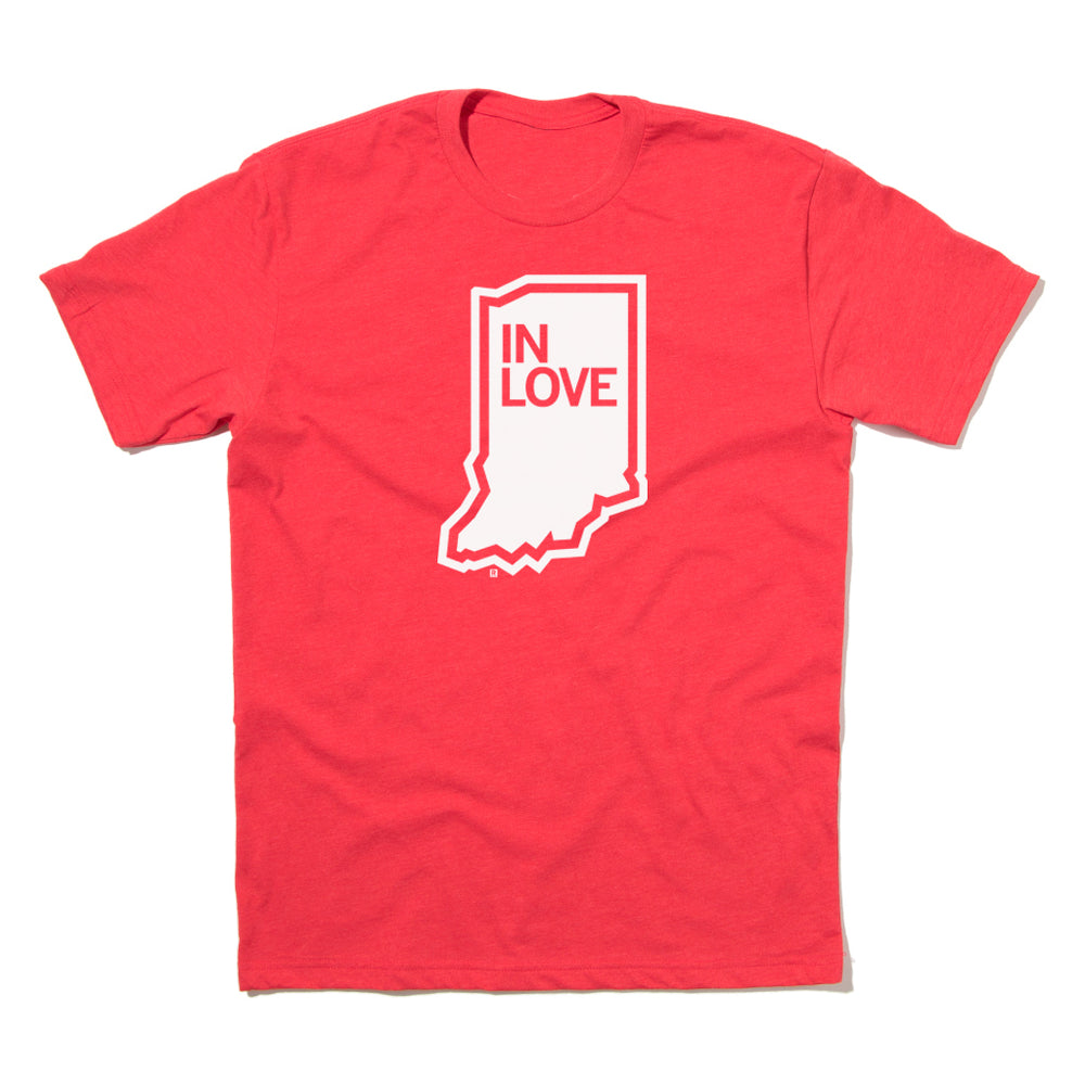 In Love with Indiana Indianapolis Midwest State Red White Raygun T-Shirt Standard Unisex Snug