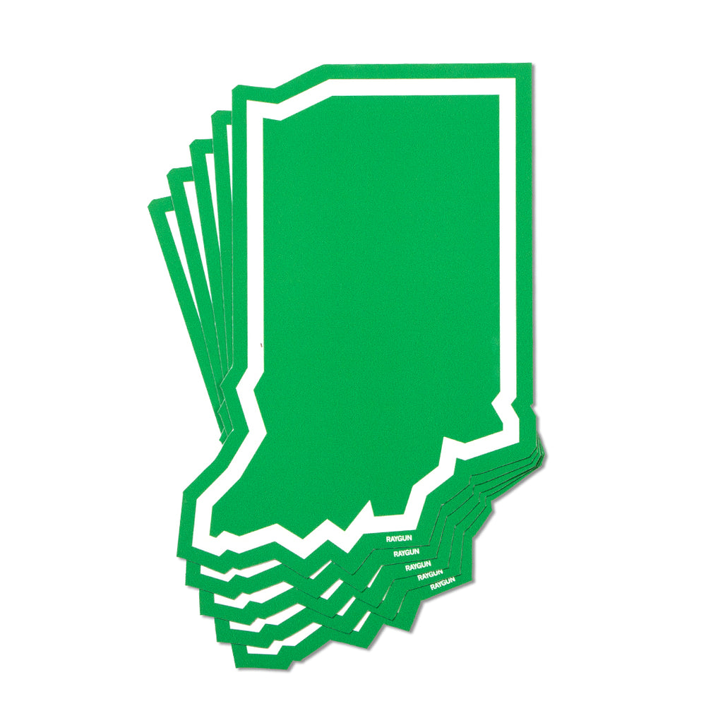 Indiana Green White State Outline Sticker Stickers Die-Cut