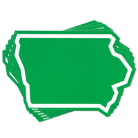 Iowa Green White Outline State Sticker Stickers Die-Cut Des Moines Iowa City Cedar Rapids Ames Altoona
