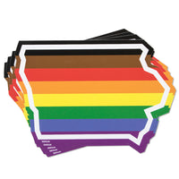 Iowa Pride Sticker Die-Cut Rainbow Gay Lesbian Iowa City Des Moines Cedar Rapids Altoona Ames Red Blue Green Yellow Orange Purple Black Brown White Outline