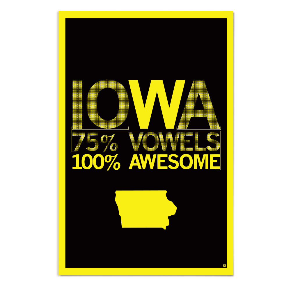 Black Iowa Vowels Poster