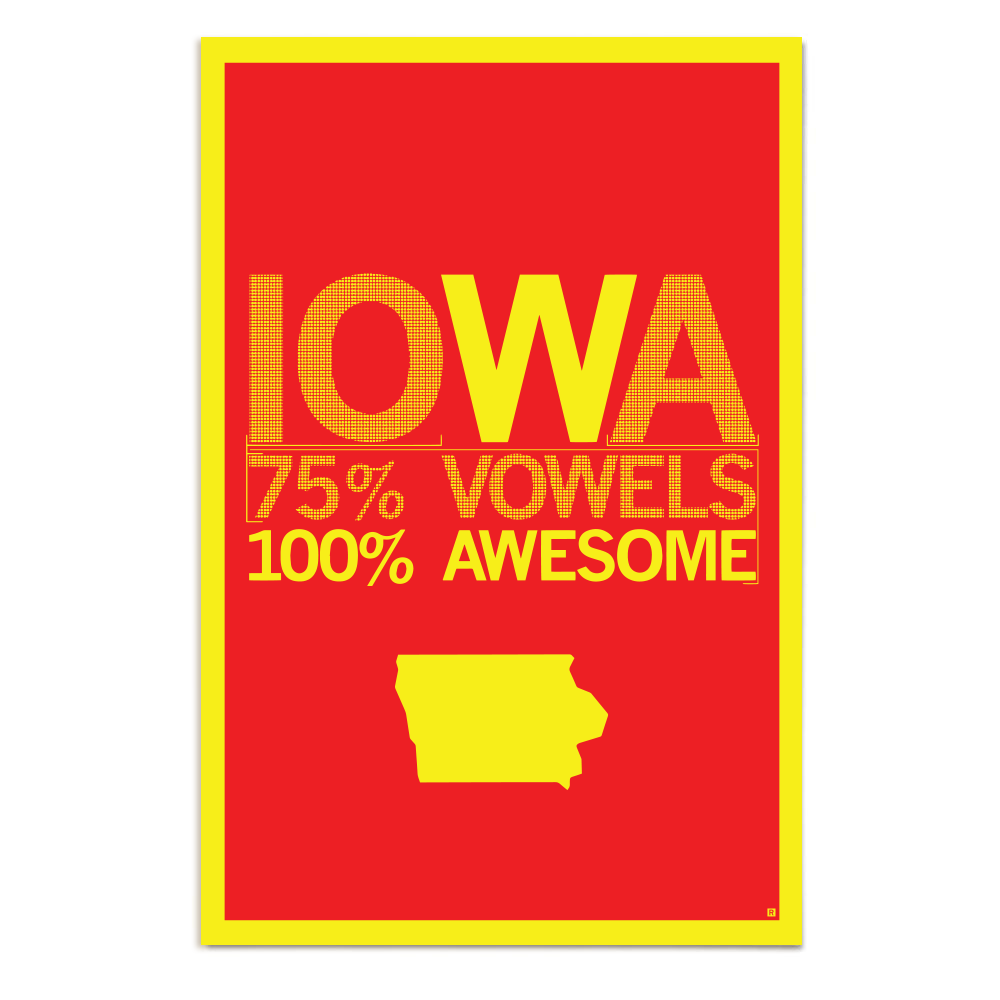 Red Iowa Vowels Poster