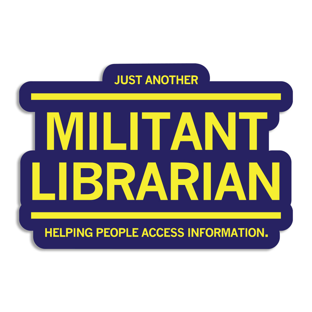 Just Another Militant Librarian Helping People Access Information Library Books Raygun Die-Cut Sticker Stickers