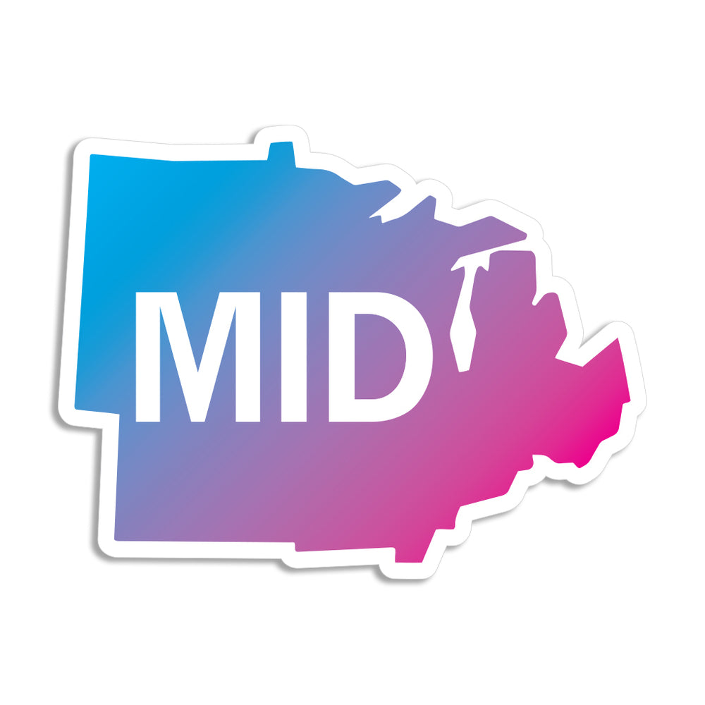 Mid Graphic Die-Cut Sticker Midwest USA Raygun