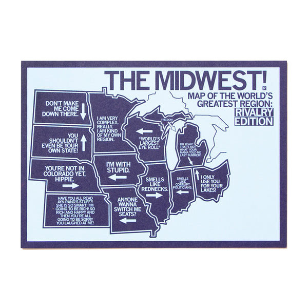 Midwest Rivalry Map Postcard