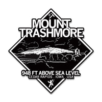 Mount Trashmore Mt. 948 Ft Above Sea Level Cedar Rapids Iowa USA Black & White Die-Cut Sticker Stickers Midwest Iowa Raygun