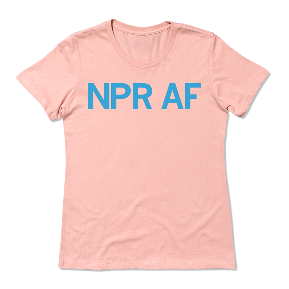 NPR AF National Public Radio As fuck Desert Pink Peacock Blue Radio Station Raygun T-Shirt Standard Unisex Snug