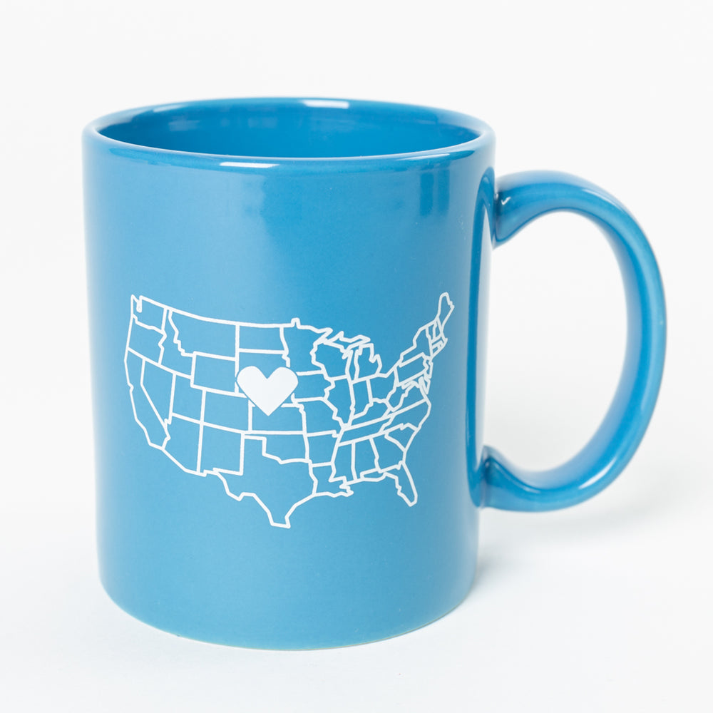 Omaha Heartland Blue White Nebraska Heart USA Midwest Mug Coffee Food Beverage Drink Mugs Raygun