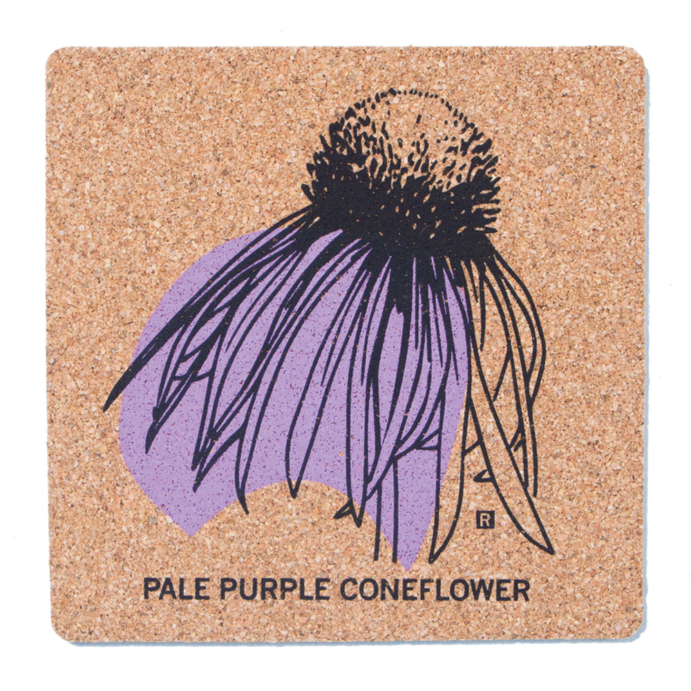 Pale Purple Coneflower Cork Coaster