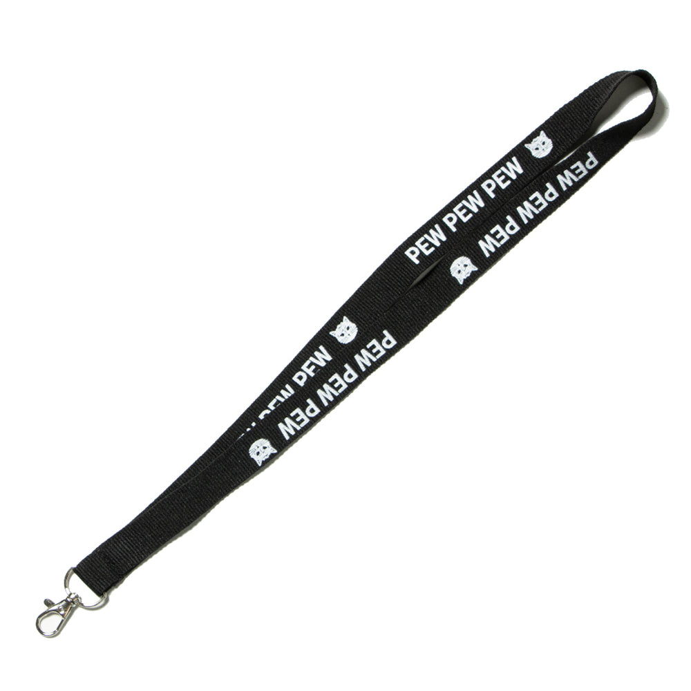 Pew Pew Pew Lanyard Kitten Gary Cat Raygun Black White Keychain